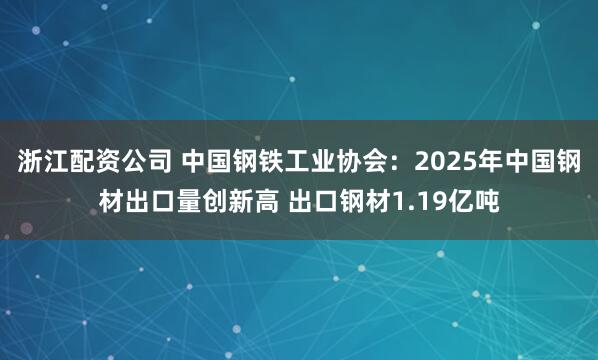 浙江配资公司 中国钢铁工业协会：2025年中国钢材出口量创新高 出口钢材1.19亿吨